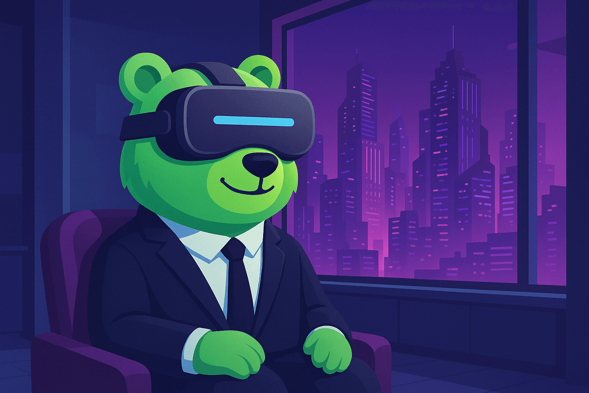 Green Bear with VR glasses and Controller